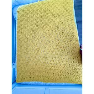 Vintage Hand Made Crochet Mustard Oversized Throw Blanket- 58" x 76"